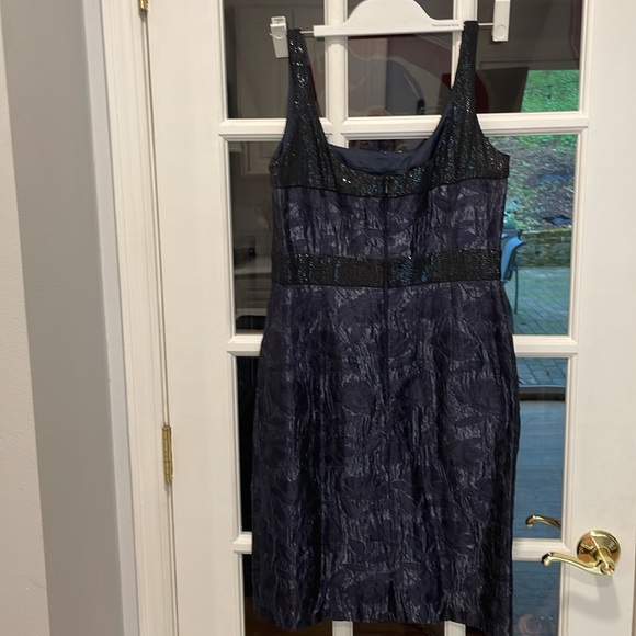 Vintage Carmen Marc Valvo collection dress navy blue with black sequins size 6 - Picture 2 of 5